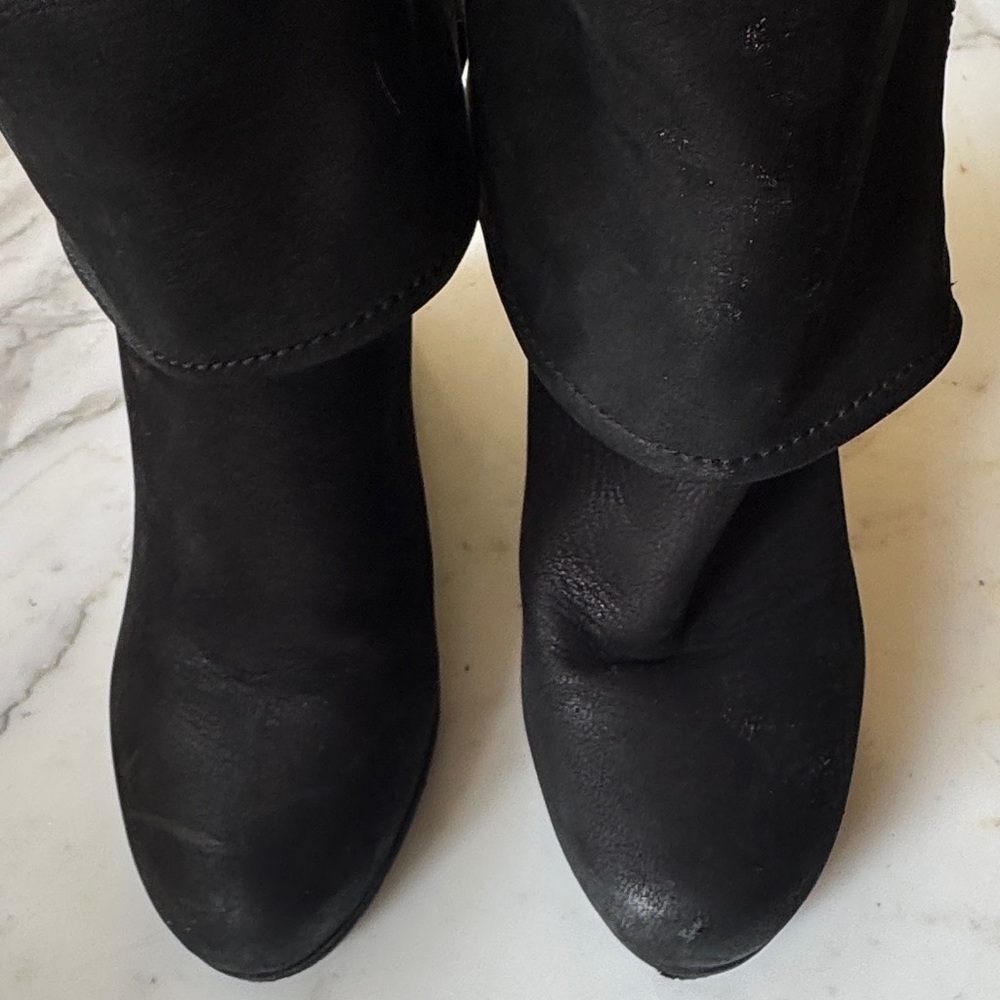 Prada Black Suede Wedge Ankle Boots - Picture 4 of 7